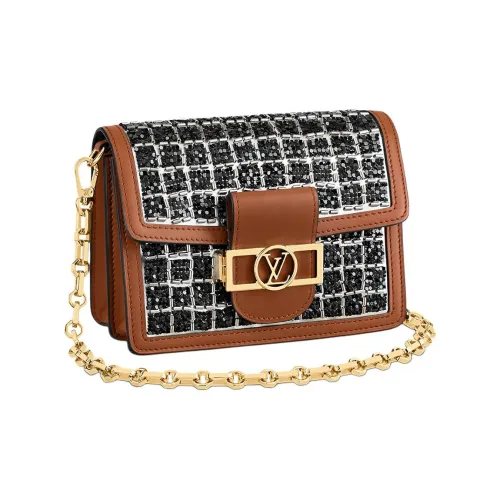 LOUIS VUITTON Сумка из коровьей кожи с цепочкой сумка через плечо сумка на плечо женская черная серебряная твид