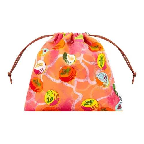 LOEWE Деним Холст с тисненой коровьей кожей Сумка из холста Клатч Сумка для хранения Женская Апельсин