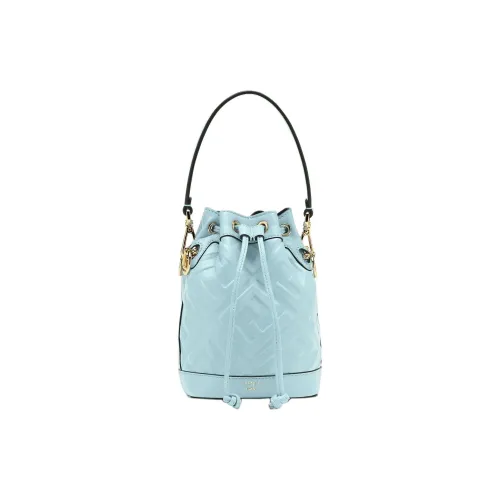 FENDI Mon Tresor Телячья кожа Ведрообразная сумка Сумка Сумка через плечо Сумка через плечо Мини Женская Светло-синяя