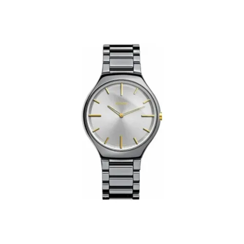 RADO True Thinline Collection Кварцевый механизм Мужские часы Часы 43 мм Серебристый циферблат Керамические корпуса Керамический ремешок