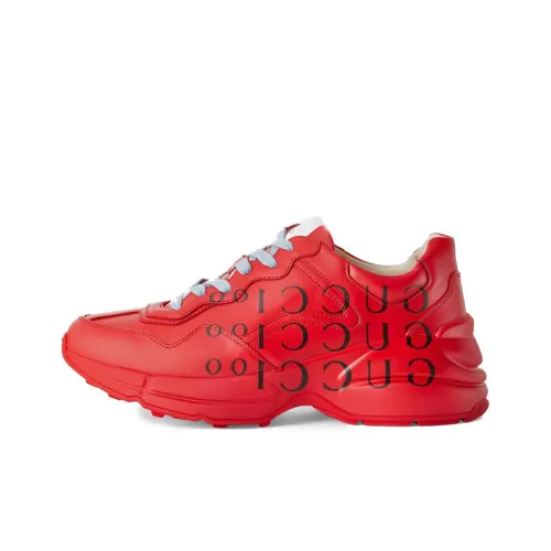 GUCCI Rhyton Low Топ Толстоподошвенные кроссовки Женские Красный 100-летие