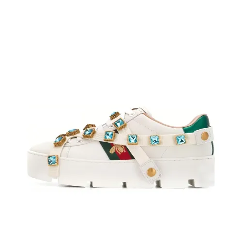 GUCCI Ace Low Топ Стильные Скейтбординги Женские Белые