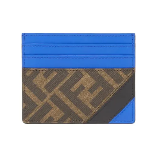 FENDI Телячья кожа Держатель для карт Мужской Синий и Коричневый