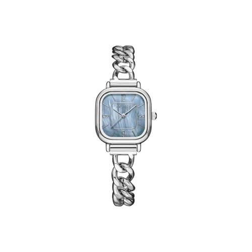 FEYERT Светлый Роскошный Элегантный Кварцевый Механизм Нержавеющая Сталь Ремешок Часы Женские Часы Синий Циферблат