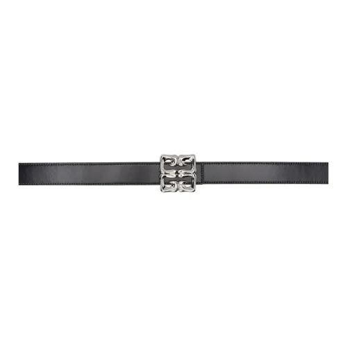 GIVENCHY Logo Emblem Smooth Clasp Calfskin Buffalo Leather Metal Leather Belts Women's Black Width 3cm