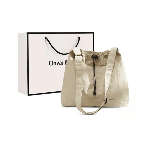 CinvaiKrose Ткань Сумка для покупок Тоут Сумка Один Сумка на плечо Большая Женская Экрю Черная