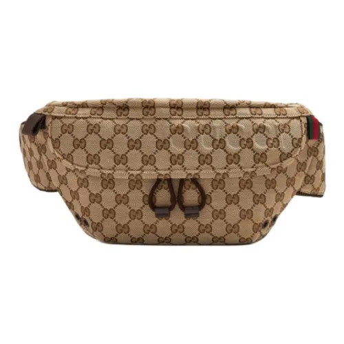 GUCCI Canvas Бананка Маленькая Мужская Бежевая и Эбеновая