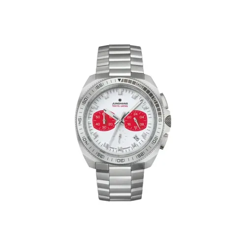 JUNGHANS Кварцевый механизм Мужские часы Часы 43,3 мм Белый циферблат Нержавеющая сталь Корпус часов Нержавеющая сталь Ремешок
