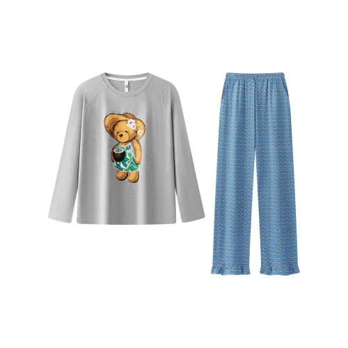 Gongdie x TEDDY ISLAND Пижамный комплект женский серый