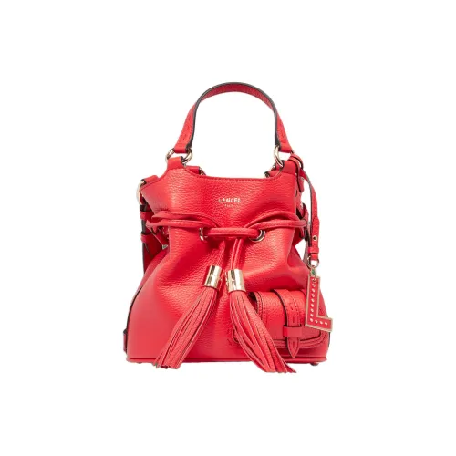 LANCEL Коровья кожа крупнозернистая ведрообразная сумка сумка через плечо сумка на плечо маленькая женская красная