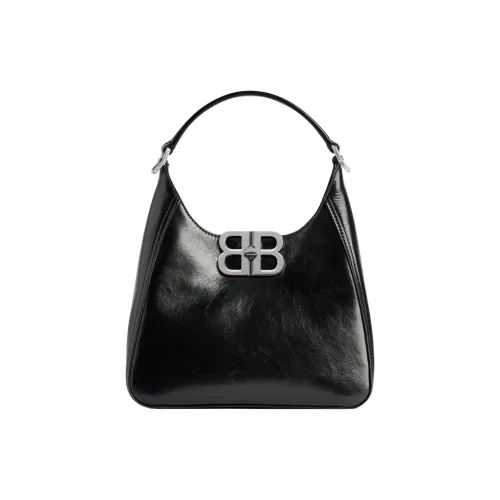 Balenciaga BB SOFT Телячья кожа Хобо Сумка Сумка через плечо Маленькая Женская Черная