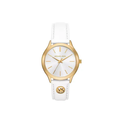 MICHAEL KORS Watch Кварцевый механизм Кожаный ремешок 38 мм Белый циферблат Унисекс