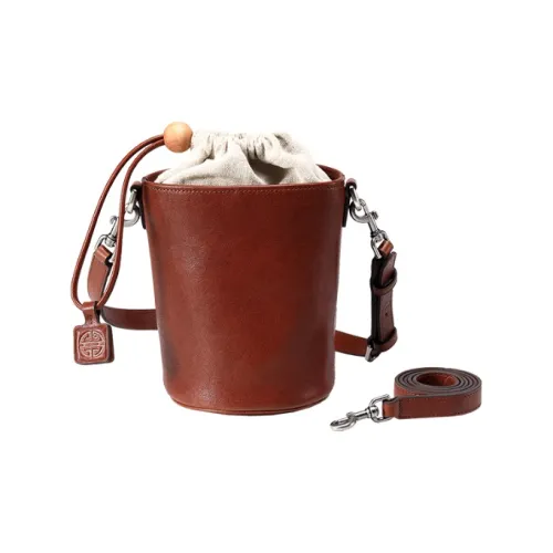 Qiuzhen Растительное дубление Лицевая коровья кожа Шнур Сумка-ведро Сумки через плечо Сумка на плечо Женская