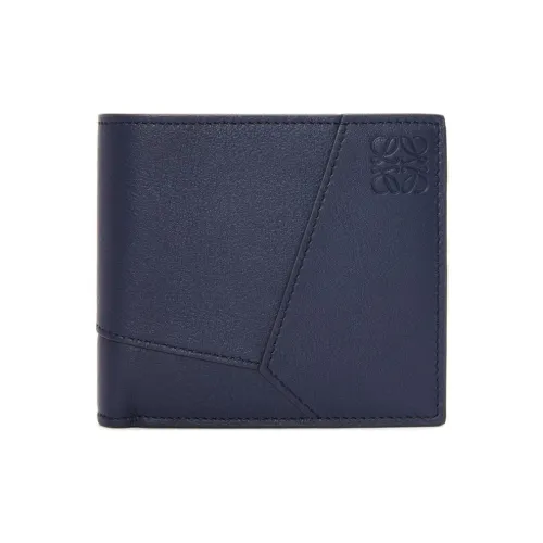 LOEWE Пазл Классический Телячья кожа Кошелек Мужской Abyss Синий