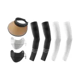 Хаки кепка с козырьком + маска для лица (2 упаковки) + охлаждающие рукава (2 упаковки)