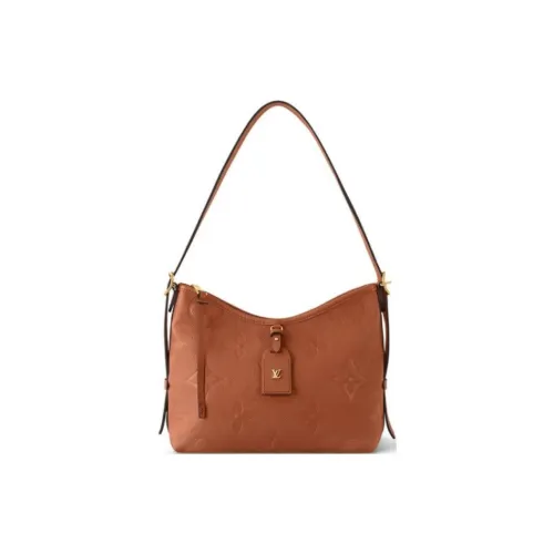 LOUIS VUITTON Carryall Тисненая Мягкая Коровья Кожа Сумка через плечо Женская Коричневая