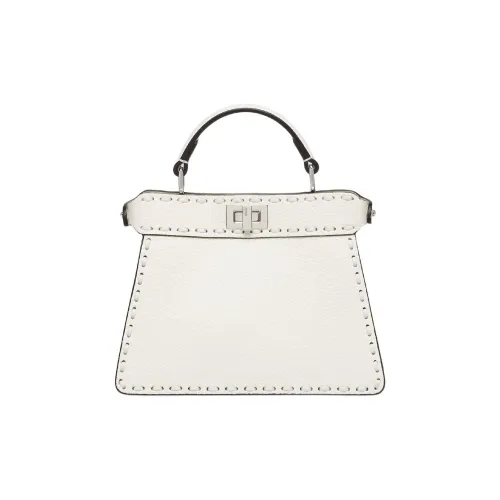 FENDI Peekaboo ISeeU с рельефной телячьей кожей одно плечо маленькая сумка белый цвет