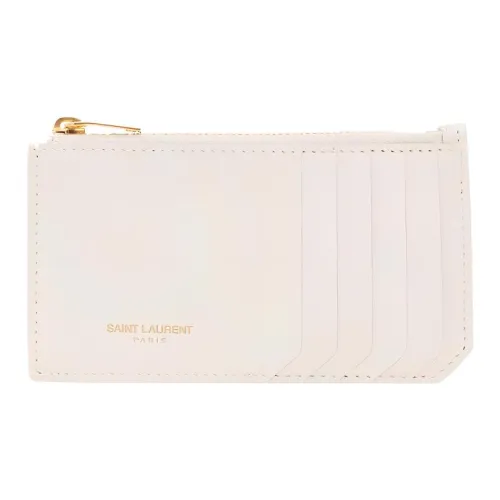 SAINT LAURENT Гладкий с рельефом пэчворк коровья кожа держатель для карт женский белый