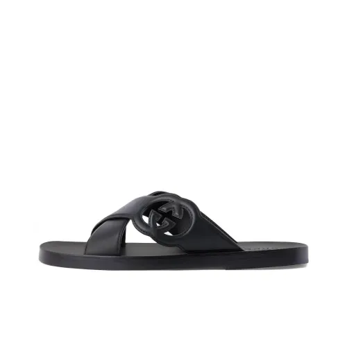 GUCCI Interlocking Стильные Сандалии Мужские Черные
