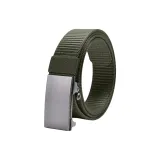 Металлическая пряжка цвета серебристого + нейлон, армейский зеленый