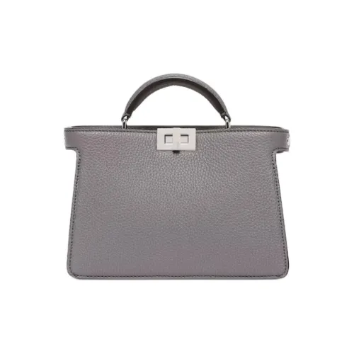 FENDI Peekaboo ISeeU Телячья кожа Сумка через плечо Сумка Мужская Серого цвета