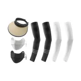 Бежевая кепка с козырьком + маска для лица (2 упаковки) + охлаждающие рукава (2 упаковки)