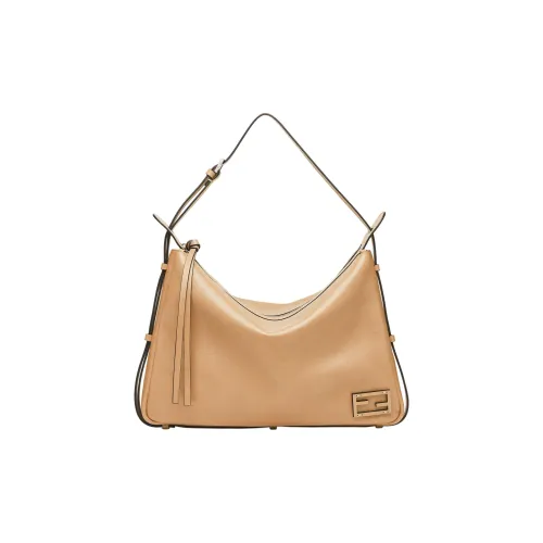 FENDI Телячья кожа Сумка через плечо Большая Женская Бежевая