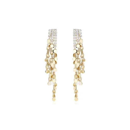 CAROMAY Серебро S925 Серьги-гвоздики Женские Шампанское Золото