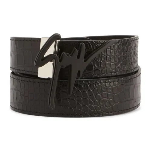 Giuseppe Zanotti GZ Логотип Emblem плавная застежка кожаные ремни мужской черный ширина 3,5 см