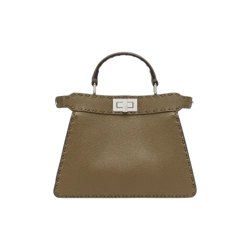 FENDI Peekaboo ISeeU Телячья кожа Сумка через плечо Сумка Маленькая Женская Темно-зеленая