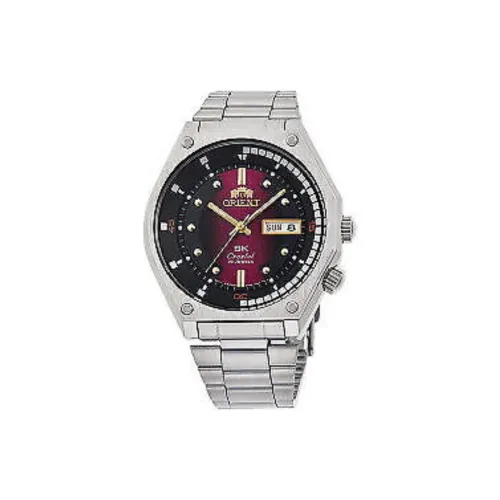 ORIENT Автоматический Механический Механизм Нержавеющая Сталь Ремешок Часы 41,7 мм Мужские Часы Красный Циферблат Часов