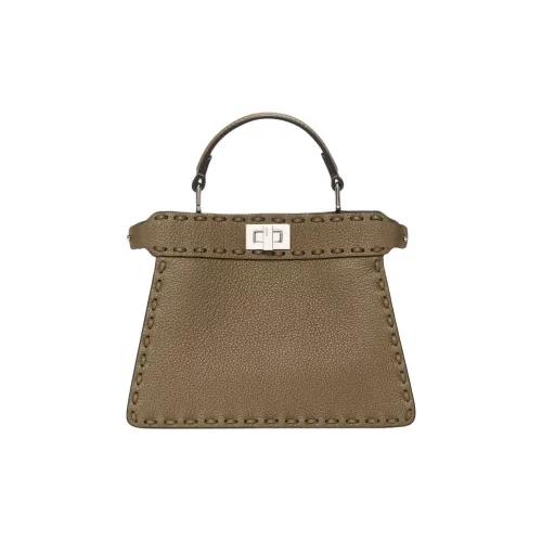 FENDI Peekaboo ISeeU Крупнозернистая текстура Телячья кожа Одно плечо Сумка Маленькая Женская Зеленая