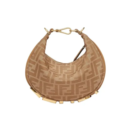 FENDI Fendigraphy FF Ткань Полиамид Сумка на запястье Мини Женская Бежевая