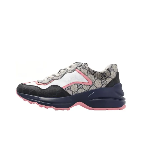 GUCCI Rhyton Low Топ Толстая подошва Кроссовки Женские Бежево-Синие