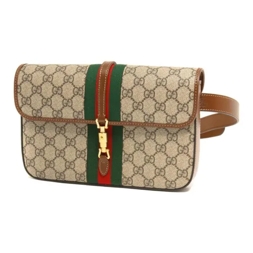 GUCCI Jackie 1961 Холст с кожей Комбинированный Курьерская сумка Сумка из холста Бананка Маленький Унисекс Эбеновый
