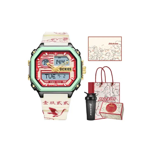 Dickies Наручные часы Кварцевые Электронный механизм Силиконовый ремешок Красный циферблат Женские часы Классическая коробка