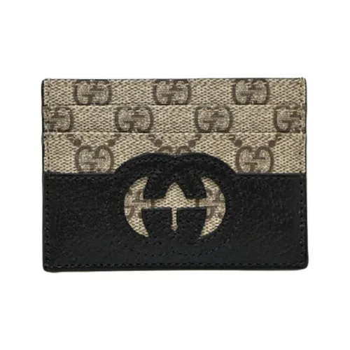 GUCCI GG Холст и Кожа Держатель для Карт Мужской Черный Эбеновый