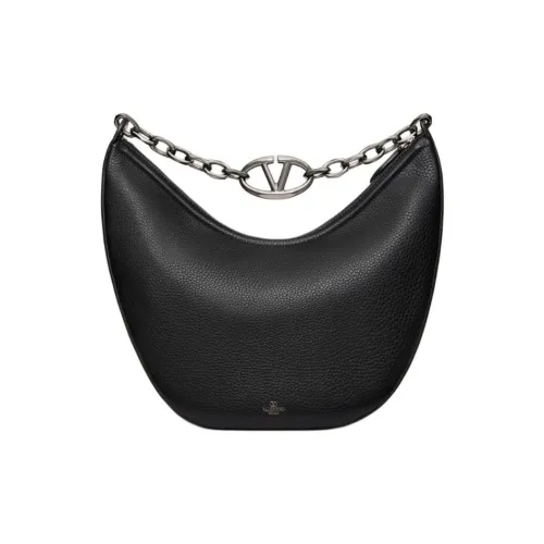 Valentino Vlogo Moon Коровья кожа крупнозернистая Сумка через плечо Сумка среднего размера Мужская Черная