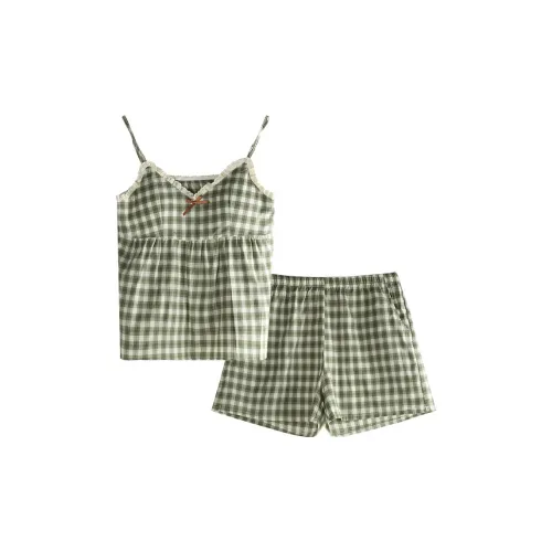 XUANJING 63414 Винтажный зеленый [Фиксированная подушка] Женские пижамные комплекты