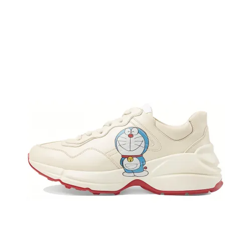Дораэмон x GUCCI Rhyton Low Топ Толстоподошвенные кроссовки Женские Белые