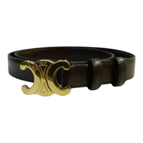 CELINE Логотип Identification Кожаные ремни Женские Черный Ширина 2CM