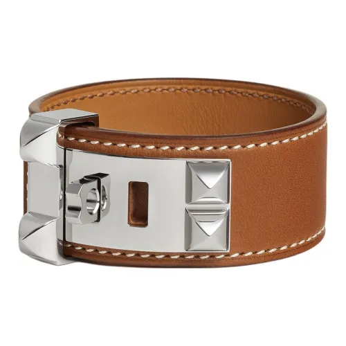 HERMES Телячья кожа Наручные повязки Унисекс Коричневый