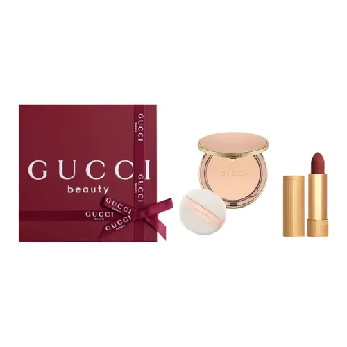 GUCCI Ограниченный Мягкий матовый Велюр Помада Компактный набор макияжа Естественный цвет лица Различные типы кожи 10г + 3,5г