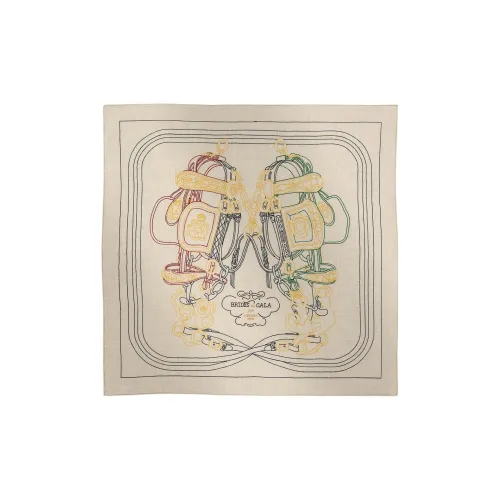 HERMES Кашемир Шелковые шарфы Женские Бежевый