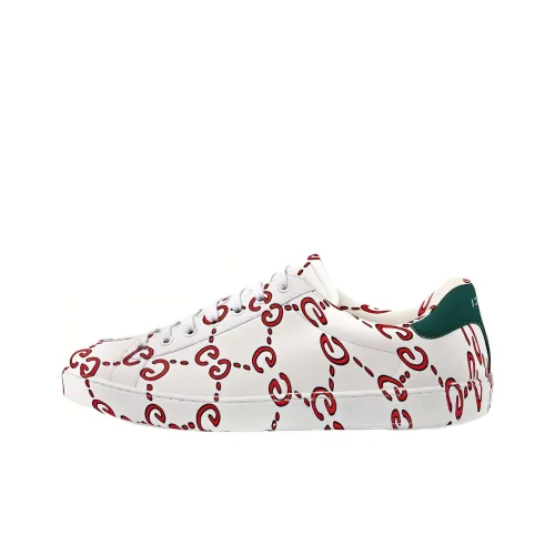GUCCI Ace Low Топ Стильные Скейтбординги Мужской Белый Красный