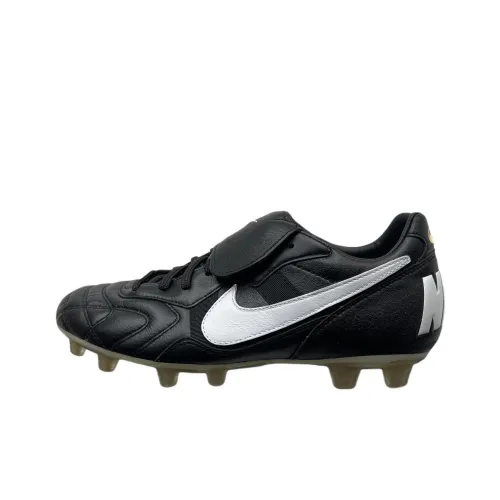 Nike Tiempo FG Твердый грунт Противоскользящие Устойчивые к истиранию Футбольные бутсы Унисекс Черный белый
