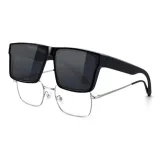 Черная оправа, черно-серые линзы, поляризованные