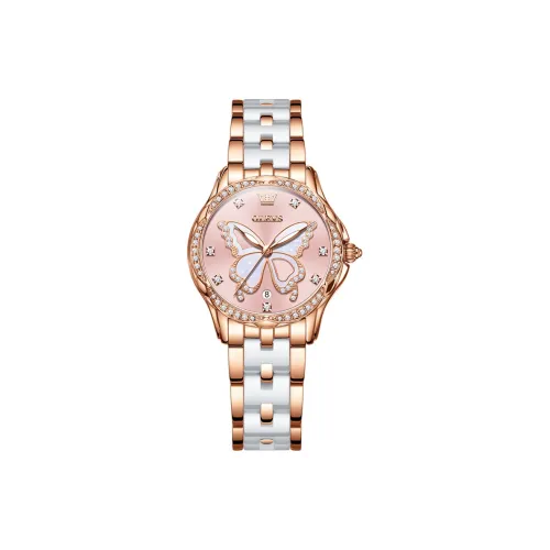 OLEVS Little Fortune Butterfly Collection Кварцевый механизм Керамика Ремешок Часы Женские Розовый Циферблат