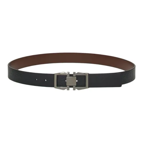 FERRAGAMO Телячья кожа Кожаные ремни Мужской Черный Ширина 3 см