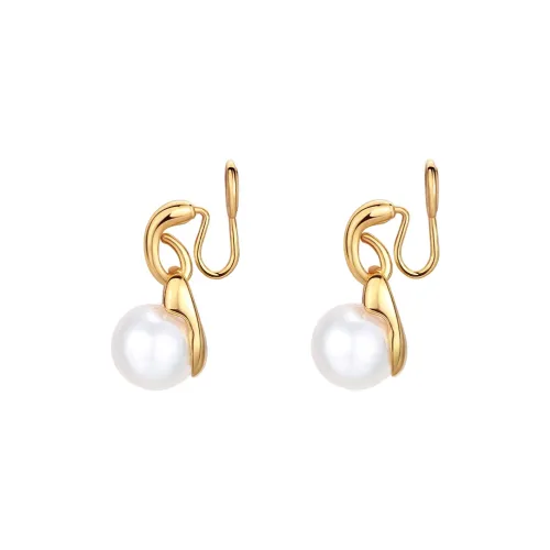 Social Talent Золотой Покрытый Медный Искусственная Жемчужина Нижняя Заколка Серьги Женские